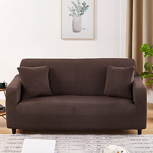 Sofabezug aus Jacquardstoff, universelle Weichheit, hochelastische Sofabezüge, maschinenwaschbar, Couchbezüge mit elastischem Boden für Kinder und Haustiere – Braun – 1 Sitzer (90–140 cm) von Generic