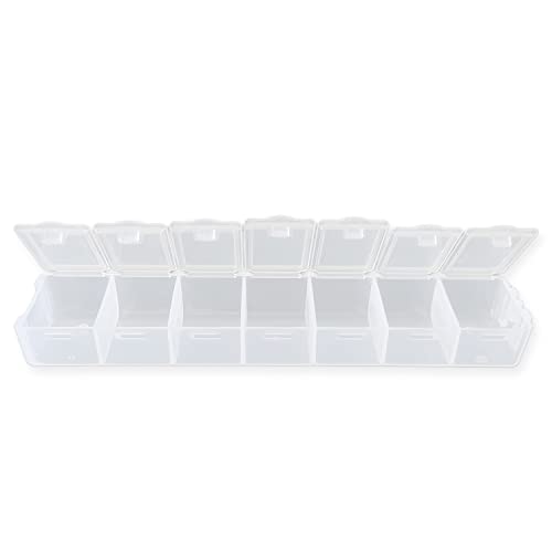 Sortierkasten Perlen Box, transpartent, 15,5 x 3 x 1,8 cm, 7 Fächer - Schmuck Perlenbox Kunststoff Sortierbox für Kleinteile Aufbewahrungsbox mit Deckel Organizer von Generic