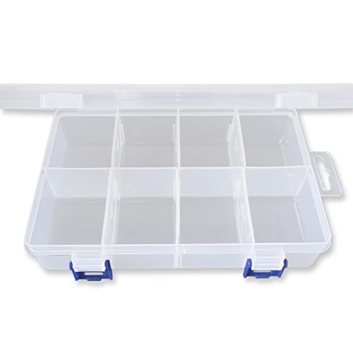 Sortierkasten Perlen Box, transpartent, 20,5 x 14 x 4,7 cm, 8 Fächer - Schmuck Perlenbox Kunststoff Sortierbox für Kleinteile Aufbewahrungsbox mit Deckel Organizer, 8047 von Generic