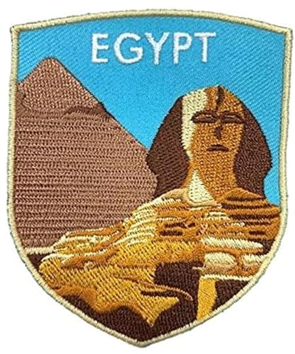 Sphinx und große Pyramide Gizeh Ägypten Schild Patch (7,6 cm) bestickter Aufnäher zum Aufbügeln oder Aufnähen, Reise-Afrika, Souvenir-Emblem, perfekt für Jacken, Hüte, Rucksäcke, Hemden, Mützen, von Generic