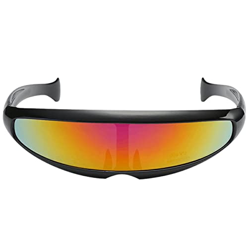 Spiegelte Sonnenbrille - futuristische schmale Cyclops Sonnenbrille | Futuristische Funkyy Brille | Alien Roboter Spiegellinsengläser | Trendy futuristische schmale Cyclops Sonnenbrille | Roboterraum von Generic