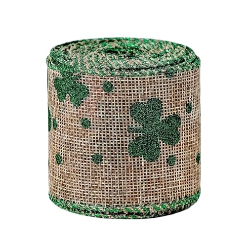 St. Patrick's Stoffband – Grünes Ripsband, Weiche Ripsbänder | Grünes Stoffband Zum St. Patrick's Day, Farbechtes Design-Bastelband Für Festliche Dekorationen, Familie, Freunde, Kollegen von Generic