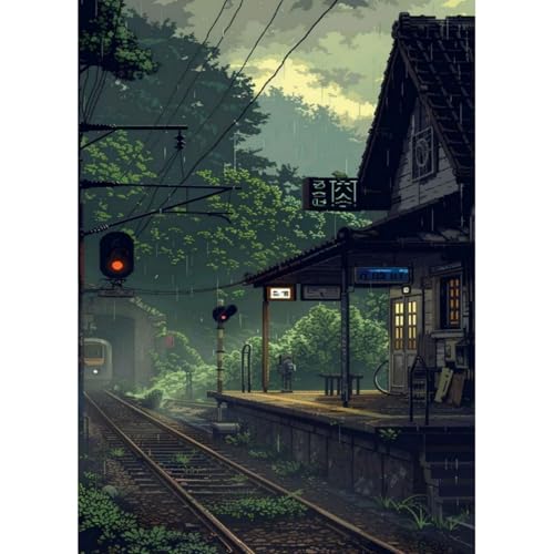 Station Diamant Painting Bilder Erwachsene,Landschaft Diamond Painting Set, DIY Diamond Painting Bilder, Runde Steine Diamant Painting für Zuhause Dekor 30x40 cm von Generic