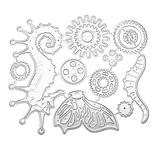 Steampunk Gear Seepferdchen Metall Stanzformen Schablone für Scrapbooking DIY Album Stempel Papier Karte Prägung Dekor Handwerk Projekte von Generic