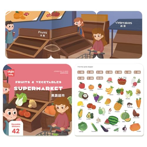 Sticker-Aktivitätsbuch, Stickerbücher für Kinder, Multifunktionales Lernspielzeug für Kinder, Lustige Lernaktivitäten, Wiederverwendbare Aufkleberspielzeuge für den Kindergarten von Generic