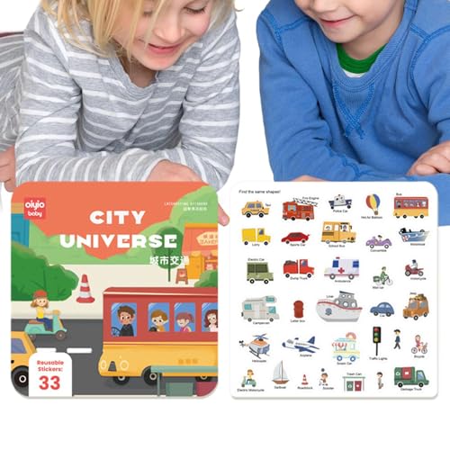 Sticker-Aktivitätsbuch, Stickerbücher für Kinder | Multifunktionales Cartoon-Lernspielzeug - Niedliche sensorische Spielzeuge, wiederverwendbare Früherziehungsspielzeuge für Kindergarten, Kindergarten von Generic