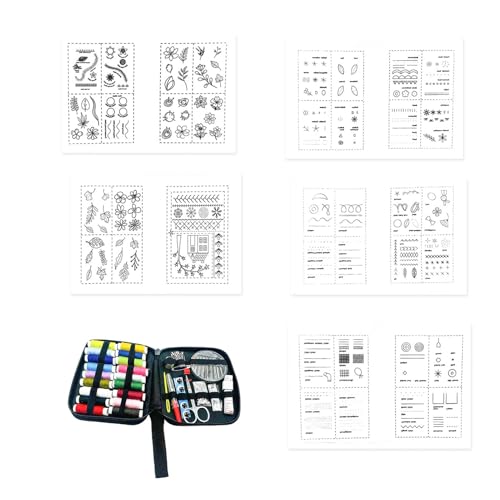 Stickerei -Buch -Kit für Anfänger, Stickstiche Buchkit, Haushaltsnähungspraxis, Kreatives Stickerei -Skills -Kit mit Nähbüchern für Anfänger Erwachsene von Generic