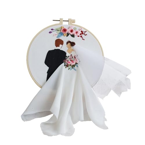 Stickerei Hochzeitskit, Hochzeitsstickerei,Punch Nadel Set Crafts - Stickkit für Anfänger mit Reifennadeln und Anweisungen für Wohnkultur von Generic