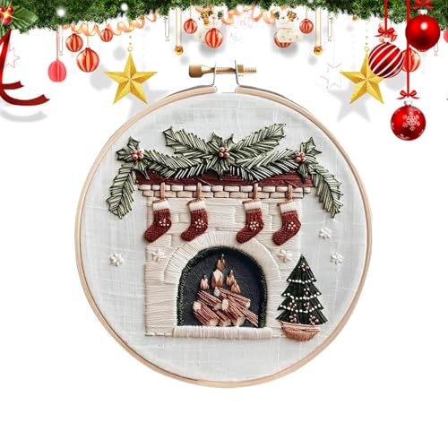 Stickerei-Weihnachtsschmuck-Sets – Weihnachtsschmuck-Bastelarbeiten – Stickset mit Muster, Nadeln, Fäden für Mama von Generic