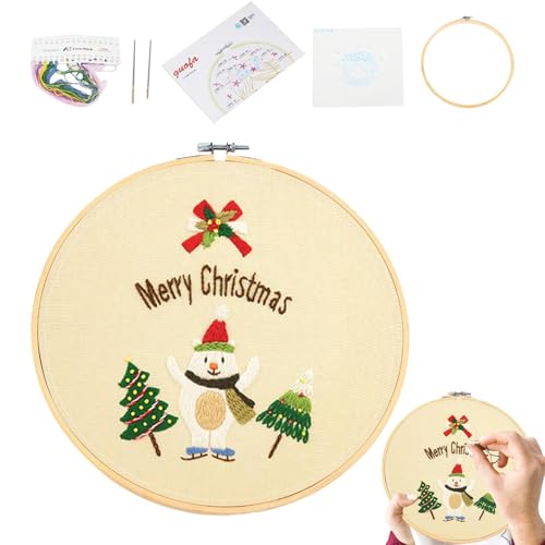 Stickset Weihnachten,Stickset für Anfänger | Handstickset Weihnachten Nadelspitzensets | Weihnachts-Stickmuster, Anfänger-Stickset für Wohnzimmer, Schlafzimmer, Anfänger, Familie von Generic