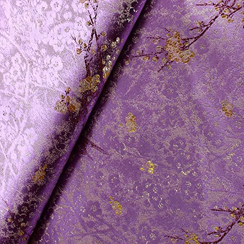 Stoff-Kollektion Satin Satin-Brokat-Seiden-Jacquardstoff, Exquisite Pflaumenblüte, Beutel im chinesischen Stil, handgefertigtes Design, Kleid, Damast, Patchwork-Quadrate, Näh- und Basteltuch, 75 x 50 von Generic