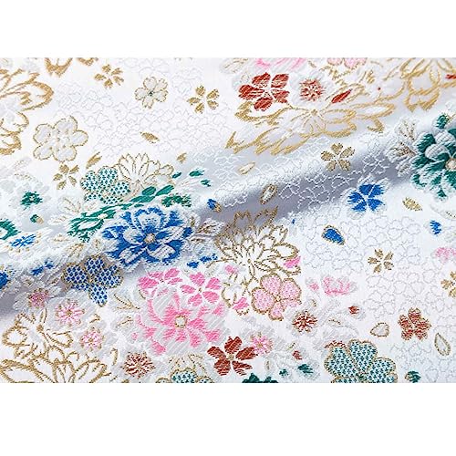 Stoff-Kollektion Satin Satin-Brokat-Seiden-Jacquardstoff, Japanisches kleines Blumenmuster, Elegantes Blumenmuster, pastoraler Wald-Kimono-Säckchen, gewebtes Gold, hochdichter handgefertigter Stoff, von Generic