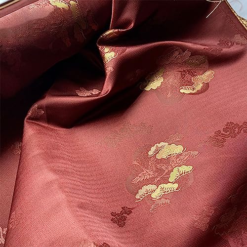 Stoff-Kollektion Satin Satin-Brokat-Seiden-Jacquardstoff, Kiefernblatt-Stoff, Kyoto Nishijin, gewebtes Cheongsam-Kleid, handgefertigtes Kiefernkranich-Bild, eleganter, einfacher Bastelstoff, 150 x 50 von Generic