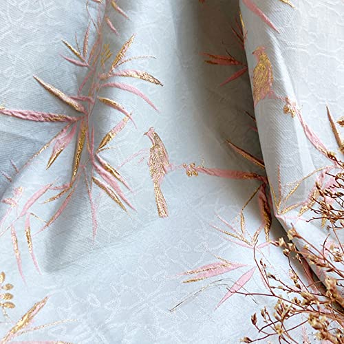 Stoff-Kollektion Satin Satin-Brokat-Seiden-Jacquardstoff, chinesisches geprägtes Blatt, Vogel, elegant, einzigartig, wunderschön, dreidimensionales Profil, Ölgemälde, Kunst, hochauflösender Kunststof von Generic