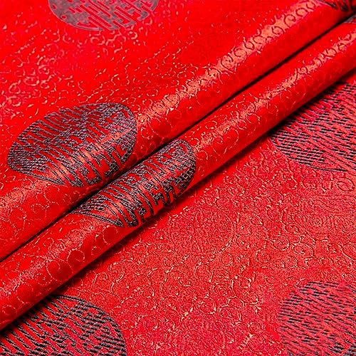 Stoff-Kollektion Satin Satin-Brokat-Seiden-Jacquardstoff, festliches Rot, Elegantes Dunkles Muster, Kurvenmuster, chinesischer Stil, schwarzer Kreis, Übungskleidung, Steppdecke, Sofakissen, Näh- und von Generic