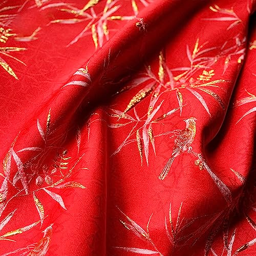 Stoff-Kollektion Satin Satin-Brokat-Seiden-Jacquardstoff, groß, rot, geprägt, goldene Hochzeitsdekoration, Hintergrund, Steppdecke, Braut, schönes Kleid, exquisites traditionelles Neujahrstuch, 145 x von Generic