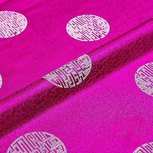 Stoff-Kollektion Satin Satin-Brokat-Seiden-Jacquardstoff, leuchtendes Rosa, chinesischer Stil, geschwungenes Dunkles Muster, einzigartiges weißes, rundes Linienmuster, weiches, handgefertigtes Kissen von Generic