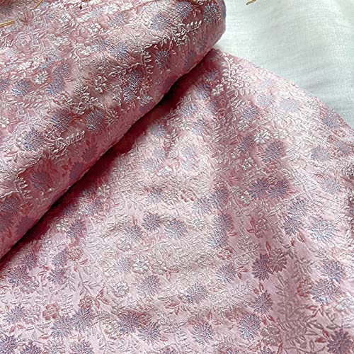 Stoff-Kollektion Satin Satin-Brokat-Seiden-Jacquardstoff, rosa, 1 m lang, kleines blaues Blumenmuster, antike Kostüme, Neujahrsgrüße, chinesischer Stil, Cheongsam, Handarbeit, Nähhandwerk, Stoff, BRE von Generic