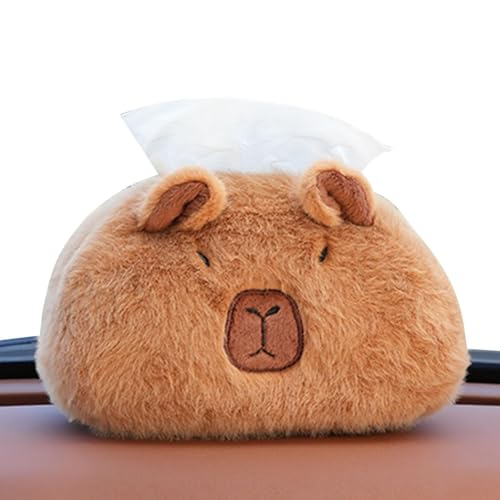 Stofftier-Taschentuchbox – Capybara-Plüsch-Taschentuchbox-Abdeckung | Lustiger Tier-Taschentuchhalter, Niedliche Cartoon-Autositz-Rücken-Papiertüte, Capybara-Auto-Taschentuchbox, Kreatives Auto-Innenz von Generic