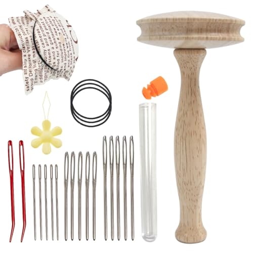 Stopfpilz, Stopfzubehör-Kit Holz-Stopfgarn-Pilz-Kit, Holz-Nähwerkzeug, Tragbares Nadelaufbewahrungs-Pilz-Nadelfaden-Set, Stopfmaschine Weaving Mending Repair Tool Zum Stopfen Von Jeans von Generic