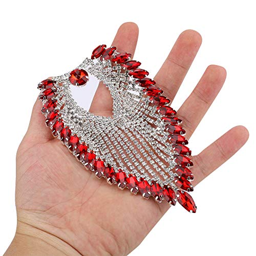 Strassband-Quaste, Dekorative Strasskrusten-Pferdeaugen-Applikationskette, 8,5 X 13 Cm, Strass-Klauenkette, Pferdeaugen-Applikationskette (rot 1 Stk) von Generic