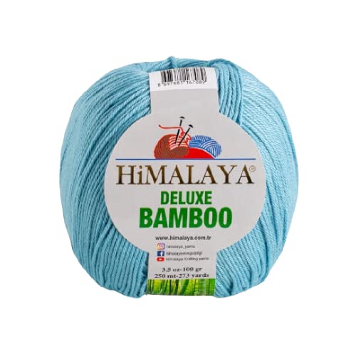 Strickfein Himalaya Deluxe Bamboo Wolle Strickgarn 60% Bambus 40% Baumwolle 100gr 124-18 Himmelblau von Generic