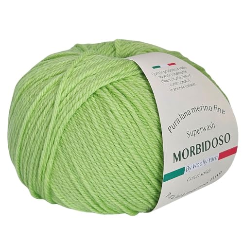 Strickgarn aus 100% Merinowolle, einlaufsicher, zum Häkeln und Stricken, Babywolle, einfarbig, 50 g, 150 m, für Bekleidung, Babywolle und vieles mehr (Apfel 129) von Generic