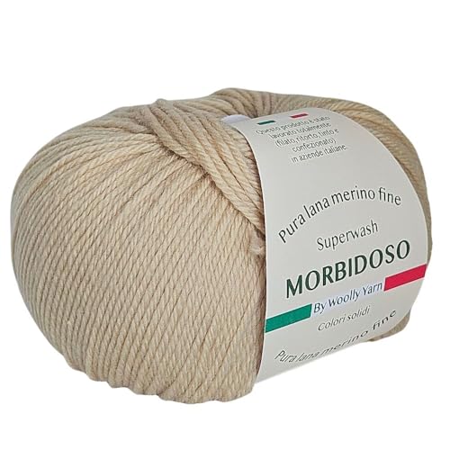 Strickgarn aus 100% Merinowolle, einlaufsicher, zum Häkeln und Stricken, Babywolle, einfarbig, 50 g, 150 m, für Bekleidung, Babywolle und vieles mehr (Beige 315) von Generic