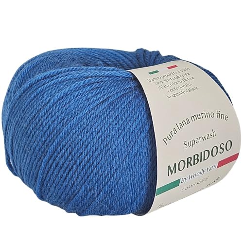 Strickgarn aus 100% Merinowolle, einlaufsicher, zum Häkeln und Stricken, Babywolle, einfarbig, 50 g, 150 m, für Bekleidung, Babywolle und vieles mehr (Königsblau 707) von Generic