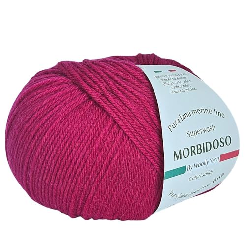 Strickgarn aus 100% Merinowolle, einlaufsicher, zum Häkeln und Stricken, Babywolle, einfarbig, 50 g, 150 m, für Bekleidung, Babywolle und vieles mehr (Rimbeere 1011) von Generic