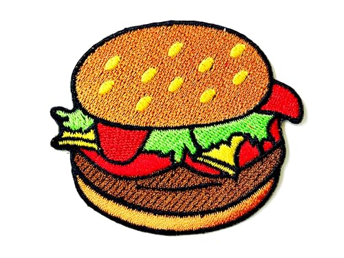 TH Patch Hamburger Burger Fast Food Yummy Cute Cartoon Logo 1 Sew Iron on Embroidered Applique Badge Sign Patches Clothing Costume von Generic