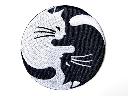 TH Patch Katze Yin Yang Kung Fu, Chinesisches Tao, Balance-Zeichen, Symbol, Logo, 1 Aufnäher, bestickte Applikation, Abzeichen, Kleidung, Kostüm von Generic