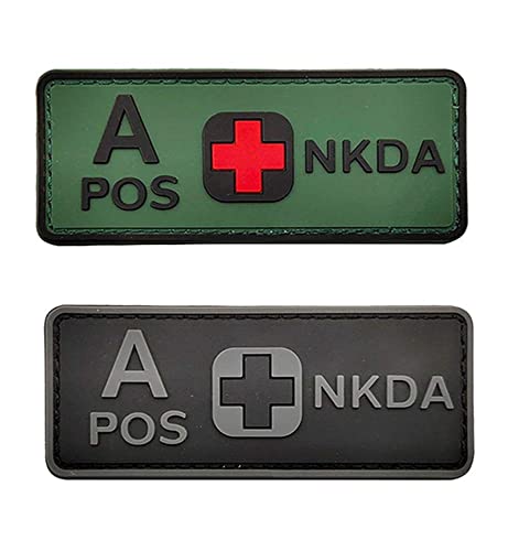 Taktischer Blut-Typ-Hakenverschluss, 2 Stück, Ersatz für ein positives PVC-Gummi-Patch, DIY-Emblem, Militär, Medizinisches Armband-Abzeichen (Ersatz für ein Positives) von Generic