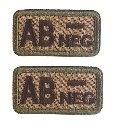 Taktischer Bluttyp Ersatz für AB Negative NEG Hakenverschluss Rückseite 2 Stück Stickerei Patch DIY Emblem Militär Medic Moral Patches Medizinisches Armband Abzeichen (Ersatz für AB Negative) von Generic