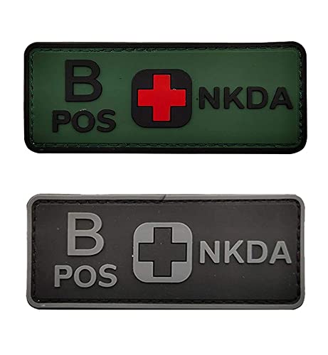 Taktischer Bluttyp Hakenverschluss Rückseite 2 Stück Ersatz für B Positive PVC Gummi Patch DIY Emblem Militär Medic Moral Patches Medizinisches Armband Abzeichen (Ersatz für B Positive) von Generic