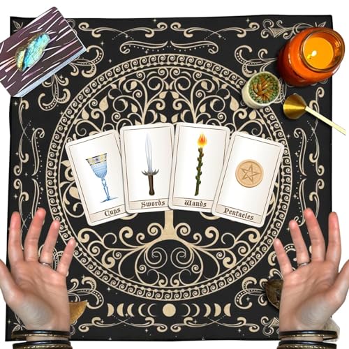 Tarotkartentischdecke, Tarotdeck-Tischdecke, rutschfeste Tarotkartentischdecke, weiche mystische Tischdecke, tragbare Tischdecke für Tarot-Liebhaber und Berater von Generic