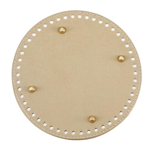 Taschenboden zum DIY Häkeln, 2 Stück Round Taschenboden ø19CM, PU Leder Boden der Tasche, Kunstleder Boden Tasche Häkeln, für Handtasche DIY Korbflechten Häkelzubehör (ø19CM,Beige) von Generic