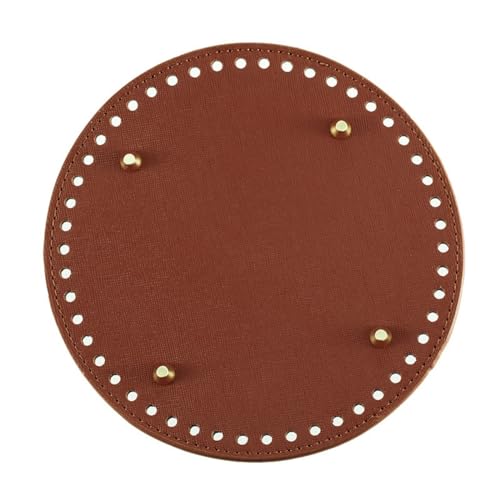 Taschenboden zum DIY Häkeln, 2 Stück Round Taschenboden ø19CM, PU Leder Boden der Tasche, Kunstleder Boden Tasche Häkeln, für Handtasche DIY Korbflechten Häkelzubehör (ø19CM,Brown) von Generic