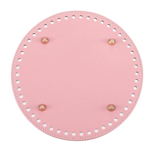 Taschenboden zum DIY Häkeln, 2 Stück Round Taschenboden ø19CM, PU Leder Boden der Tasche, Kunstleder Boden Tasche Häkeln, für Handtasche DIY Korbflechten Häkelzubehör (ø19CM,Pink) von Generic