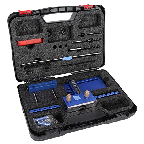 Taschenloch -Jig -Kit, Selbstzentrierende Dübel Jig 6/8/10mm Loch Loch Loch Locator Position Tool Aluminium Dübel Jig Drill Guide Set Bohranleitung für Gerade Löcher für Holzbearbeitungswinkel von Generic