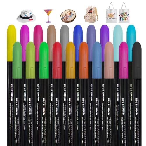 Textilmalstifte Textilmarker Permanent Textilmarker 20 Farben Set Textilfarbe Permanent Kunstbedarf für Segeltuchtaschen Turnschuhe Sc-Werkzeug von Generic