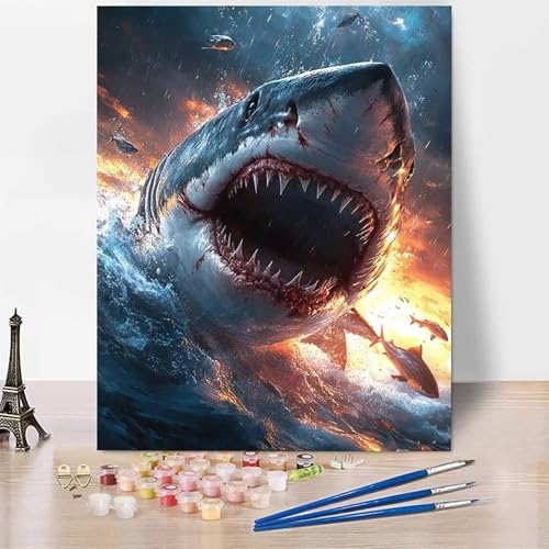 Tier Malen Nach Zahlen Erwachsene Hai Malen Nach Zahlen Kreativ Set Erwachsene 100×135cm, Leinwand Ölgemälde Bastelset mit Pinsel und Farben für Zimmer Deko, Geschenke für Frauen, Ohne Rahmen -XY27T Tier Malen Nach Zahlen Erwachsene Hai Malen Nach Zahlen Kreativ Set Erwachsene 100×135cm, Leinwand Ölgemälde Bastelset mit Pinsel und Farben für Zimmer Deko, Geschenke für Frauen, Ohne Rahmen -XY27T von Generic