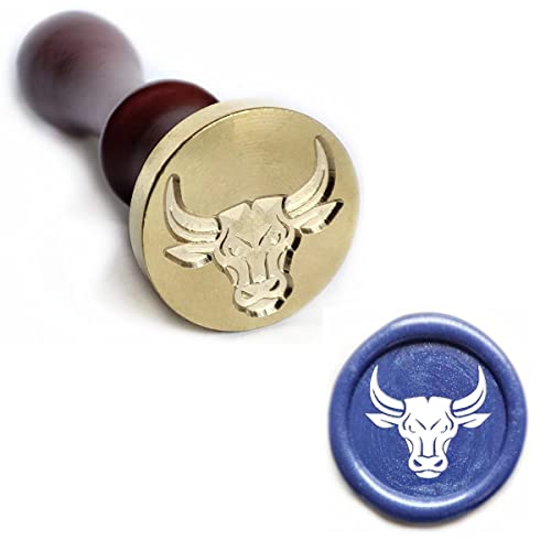 Tiermuster Siegelwachs Stempel Kupfersiegel und Holzheld, Wachsstempel Kit für Karten Umschläge, Geschenkverpackung (Bull) von Generic