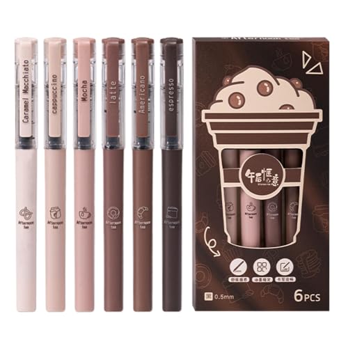 Tintenstift-Set, 6 x Kaffee Thema Kugelschreiber | 14,5 cm lustige Nadel-Stift-Set, tragbare ästhetische Schreibwaren-Zubehör für , Mädchen von Generic