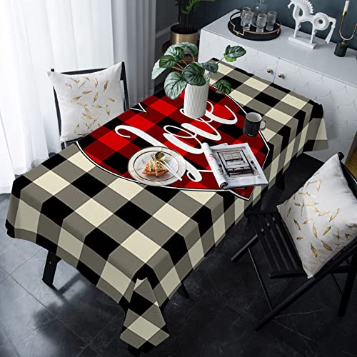 Tischdecke Alles Gute Zum Valentinstag Red Loving Heart Buffalo Plaid Tischdecke Für Küche Sanft Dekoration Abwaschbar Tischtuch, Für Tischdekoration, Geburtstag, 137x183cm von Generic