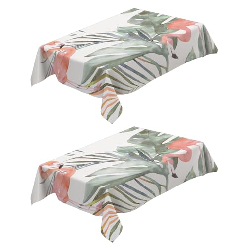 Tischdecke Fleckschutz Abwaschbar Nordischer Flamingo 120x160 cm Tischwäsche Wasserdicht Tischtuch 2 Stück Rechteckige Abwischbare Wachstuchtischdecke für Esszimmer Garten Hochzeiten oder Haushalt von Generic