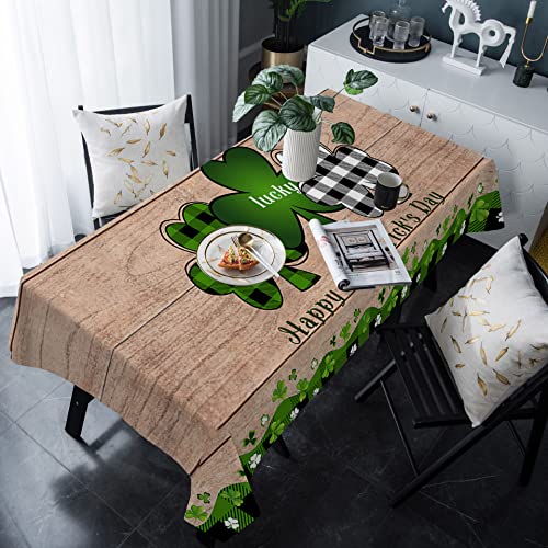 Tischdecke Glücklich St. Patricks Day Lucky Shamrock Retro Holzmaserung Tischdecke Für Küche Sanft Abwaschbar Wasserdicht Tischdecken, Für Hochzeit, Tischplatte, 137x183cm von Generic