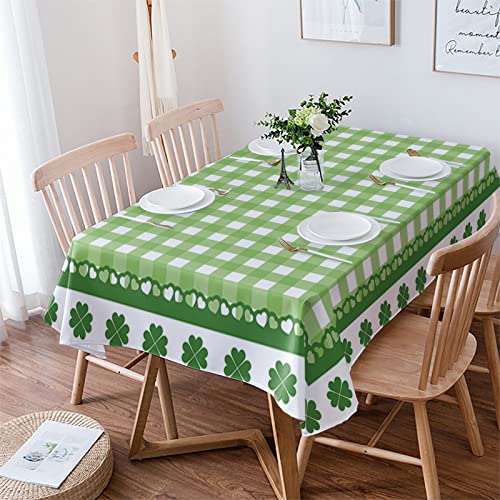 Tischdecke St. Patrick's Day Grün Karierte Glücksblätter Outdoor Tischdecke Abwaschbar Dekoration Tischdecke Für Küche, Für Tischplatte, Party, 137x183cm von Generic