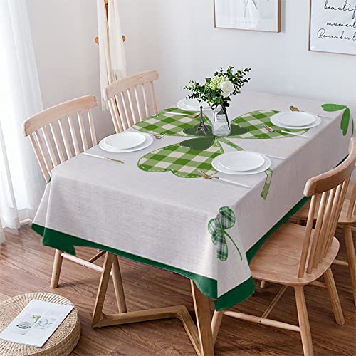 Tischdecke St. Patrick's Day Grün Karierte Kleeblätter Textur Abwaschbar Tischtuch Auslaufsicher Dekoration Tischdecke Für Küche, Für Esszimmer, Party, 137x183cm von Generic