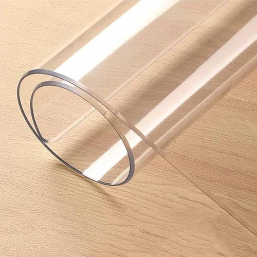 Tischdecke Transparent 1.50 mm Glasklar Folie PVC Plastik-Tischdecken Wasserdichte und Abwaschbare Garten-Tischdecke Tischschutz-Folie für Esstisch, Couchtisch(24x24inch(60x60cm)) von Generic